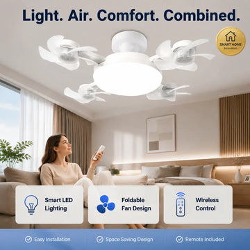 Smart Ceiling Fan Light with Remote, Energy-Saving Cooling & Lighting for Bedroom & Home