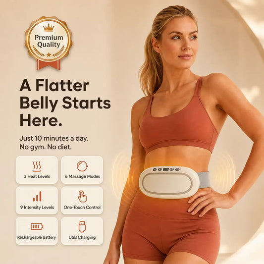 Heat & Massage Belly Device with Belt — 6 Modes, Deep Warmth, USB Rechargeable