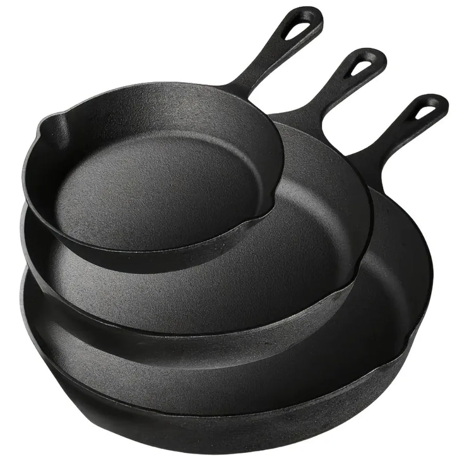 AEDG Cast Iron Skillet Set Preseasoned Heavy Duty Pans Oven